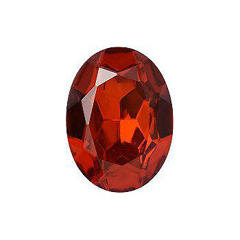 Oval Faceted Pointed Back (Doublets) Crystal Glass Stone, Orange 5 Transparent With Hematite (90040-He), Czech Republic