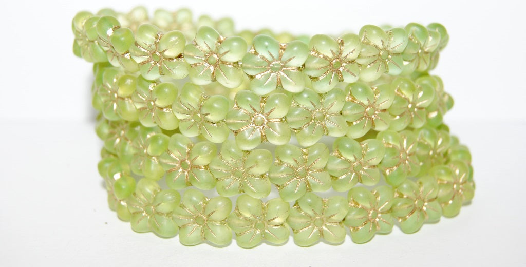 Flower Pressed Glass Beads, (87501 54202M), Glass, Czech Republic