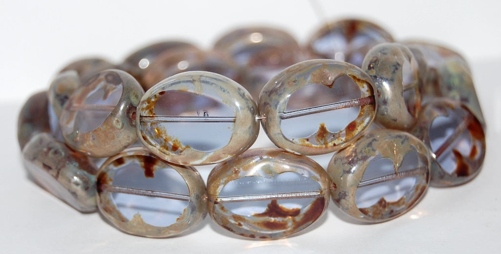 Table Cut Oval Beads, Transparent Light Amethyst 43400 (20210 43400), Glass, Czech Republic