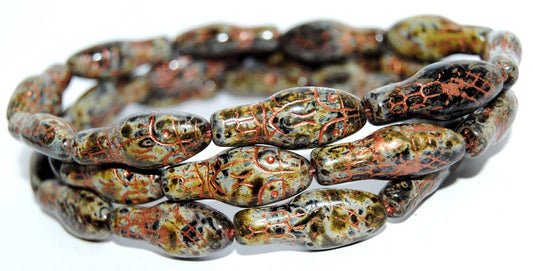 Snake Head Pressed Glass Beads, Black 6654200 (23980 6654200), Glass, Czech Republic