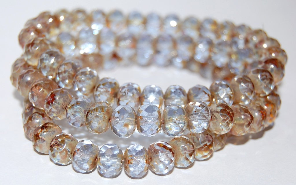 Faceted Special Cut Rondelle Fire Polished Beads, Transparent Light Amethyst 43400 (20210 43400), Glass, Czech Republic