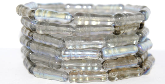 Whistles Pressed Glass Beads, Gray Ab (40010 Ab), Glass, Czech Republic