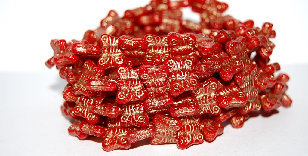 Butterfly Pressed Glass Beads, Red Mixed Colors 54202 (Red Mix 54202), Glass, Czech Republic