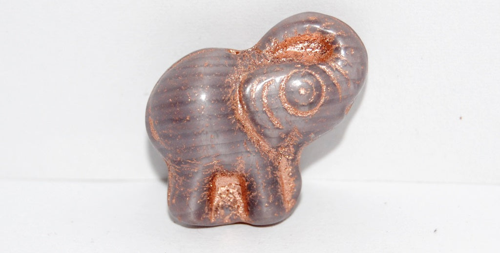 Elephant Animal Pressed Glass Beads, (26016 54200), Glass, Czech Republic
