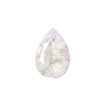 Pear Faceted Pointed Back (Doublets) Crystal Glass Stone, White 2 With Silver (04030-Ag-Br-00030), Czech Republic