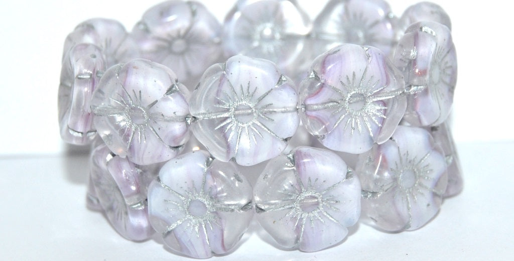 Hawaii Flower Pressed Glass Beads, (6208 54201), Glass, Czech Republic