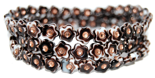 Simple Flower Pressed Glass Beads, (17025 54200), Glass, Czech Republic