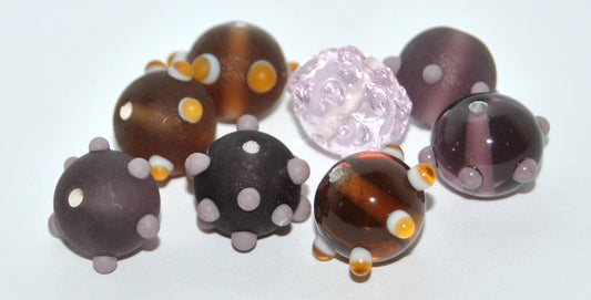 Czech Glass Hand Made Round Lampwork Beads With Hedgehog, (F), Glass, Czech Republic