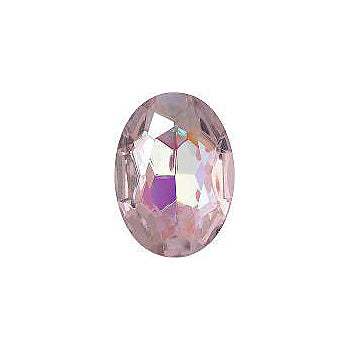 Oval Faceted Pointed Back (Doublets) Crystal Glass Stone, Pink 11 Transparent With Ab (20000-Abb), Czech Republic