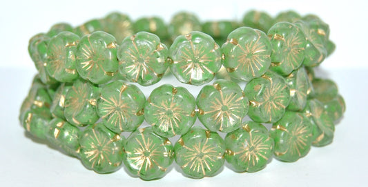Hawaii Flower Pressed Glass Beads, (Lava Glass 43616 54202), Glass, Czech Republic