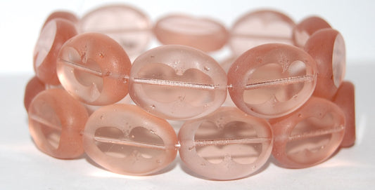 Table Cut Oval Beads, Transparent Pink Matte (70130 M), Glass, Czech Republic