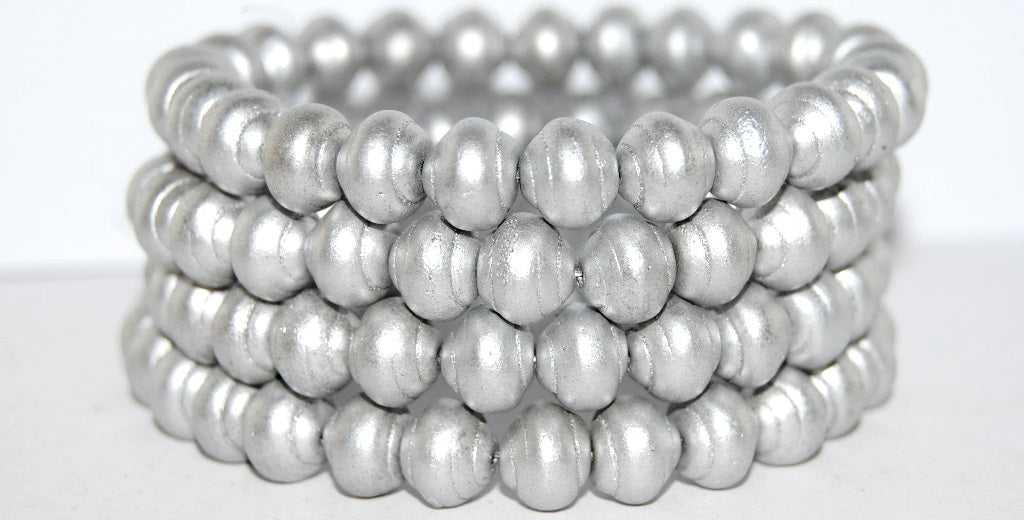 Round Snail Shell Pressed Glass Beads, Silver Colored (1700), Glass, Czech Republic