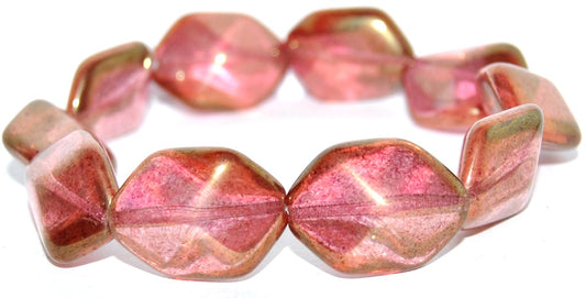 Rectangle Meteorite Pressed Glass Beads, Crystal Luster Red Full Coated (30 14495), Glass, Czech Republic