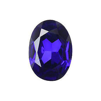 Oval Faceted Pointed Back (Doublets) Crystal Glass Stone, Blue 5 Transparent With Aluminium (30090-Al), Czech Republic