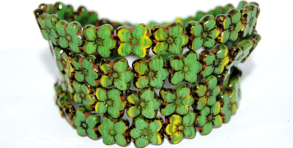 Table Cut Flower Beads Linum, 53328312 Travertin (53328312 86800), Glass, Czech Republic