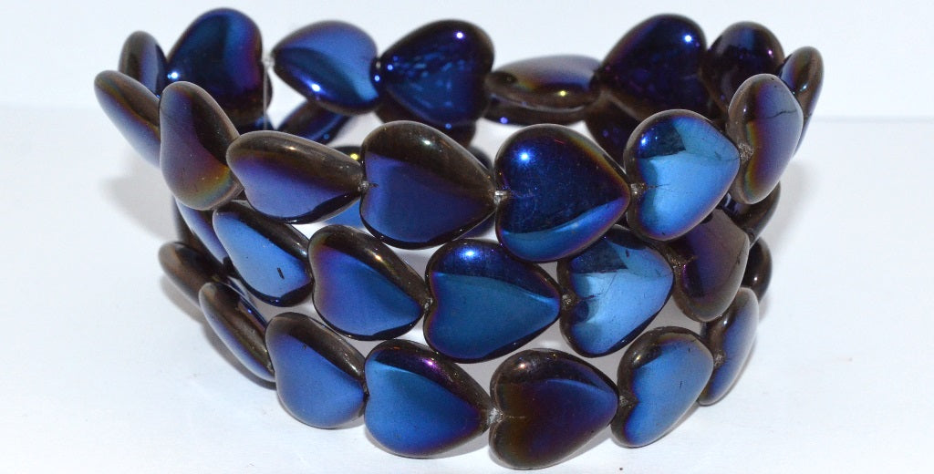 Heart Pressed Glass Beads, Black 29900 (23980 29900), Glass, Czech Republic