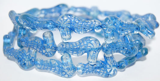 Seahorse Pressed Glass Beads, Crystal 46430 (30 46430), Glass, Czech Republic