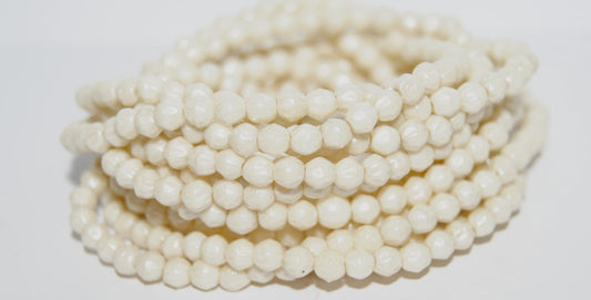 Round Pressed Glass Beads Druck, Luster Cream (14401), Glass, Czech Republic