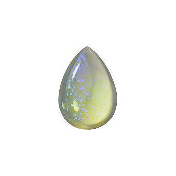 Pear Cabochons Flat Back Crystal Glass Stone, Light Green 6 Mexico Opals (Mex-25), Czech Republic