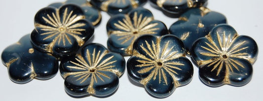 5 Petal Flower Pressed Glass Beads, (17019 54202), Glass, Czech Republic