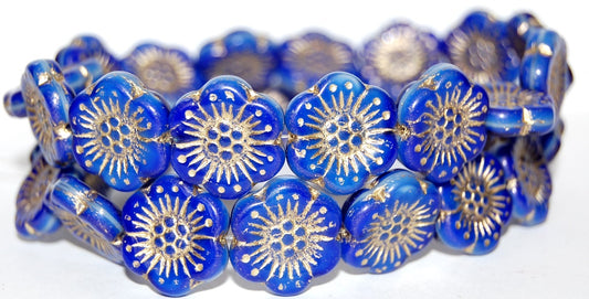 Flower Pressed Glass Beads, (37005 54202), Glass, Czech Republic