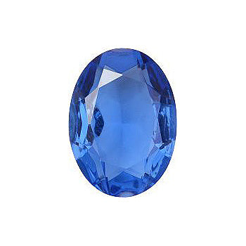 Oval Faceted Pointed Back (Doublets) Crystal Glass Stone, Blue 8 Transparent (30020), Czech Republic