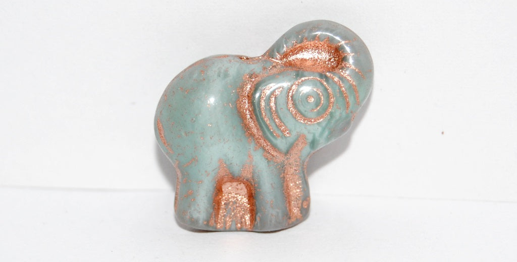 Elephant Animal Pressed Glass Beads, (47514 54200), Glass, Czech Republic