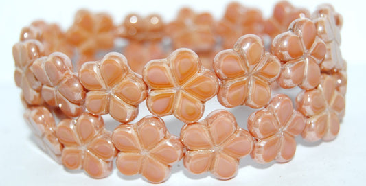 Table Cut Flower Beads, Opaque Pink Hematite (74020 14400), Glass, Czech Republic