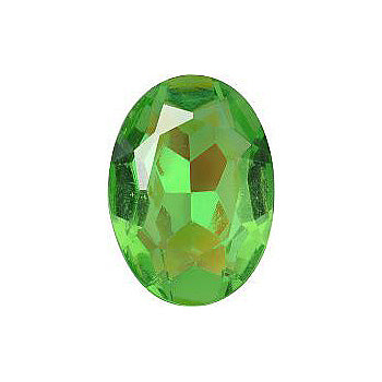 Oval Faceted Pointed Back (Doublets) Crystal Glass Stone, Light Green 5 Transparent With Ab (50590-Abb), Czech Republic