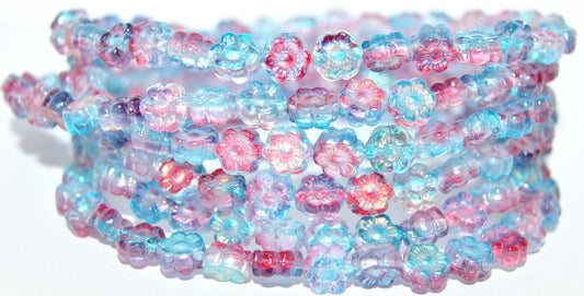 Hawaii Flower Pressed Glass Beads, Crystal 48113 (30 48113), Glass, Czech Republic
