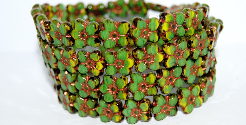 Table Cut Flower Beads Linum, 53328312 Travertin 55307 (53328312 86800 55307), Glass, Czech Republic