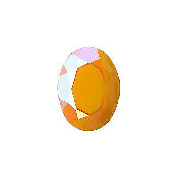 Oval Faceted Pointed Back (Doublets) Crystal Glass Stone, Yellow 6 Opaque With Ab, Polished (93110-Abp), Czech Republic