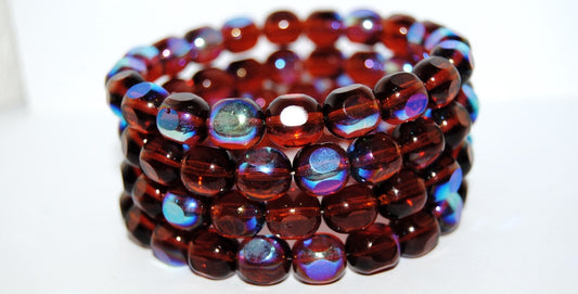 Cut Fire Polished Faceted Glass Beads, Transparent Brown Ab (10090 Ab), Glass, Czech Republic