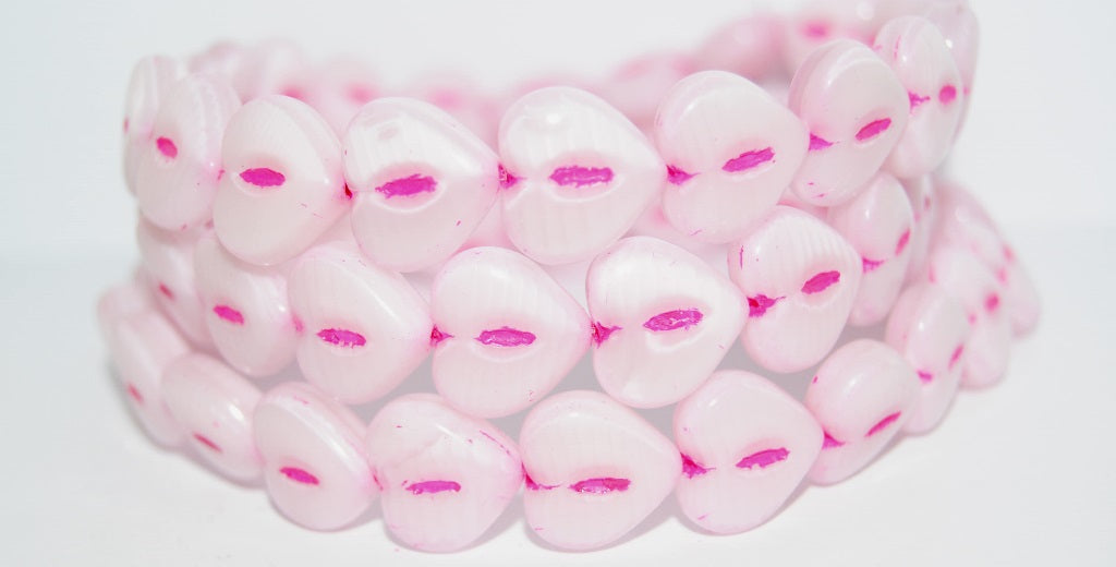 Heart Pressed Glass Beads, (76006 46470), Glass, Czech Republic
