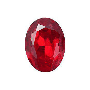 Oval Faceted Pointed Back (Doublets) Crystal Glass Stone, Red 10 Transparent With Aluminium (90080-Al), Czech Republic