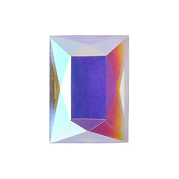 Rectangle Faceted Pointed Back (Doublets) Crystal Glass Stone, White 8 Transparent With Ab (000300-Abt), Czech Republic