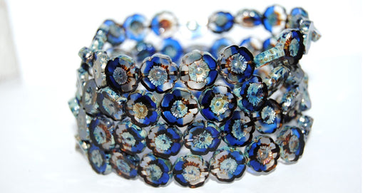 Table Cut Round Beads Hawaii Flowers, (3001008 43400), Glass, Czech Republic