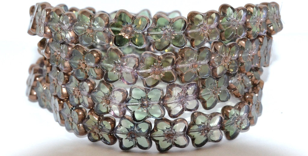 Table Cut Flower Beads Linum, 30015052 Bronze (30015052 14415), Glass, Czech Republic