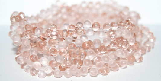 Pear Drop Pressed Glass Beads, Transparent Pink Sm (70110 Sm), Glass, Czech Republic