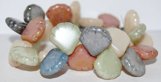 Scallop Seashell Pressed Glass Beads, Mixed Colors Color (Mix Color), Glass, Czech Republic