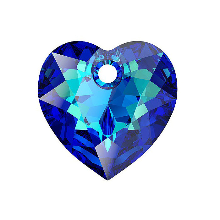 SWAROVSKI CRYSTALS pendant Heart Cut 6432 crystal stone with hole Crystal Bermuda Blue Glass Austria