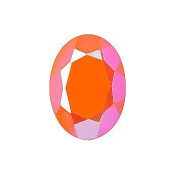 Oval Faceted Pointed Back (Doublets) Crystal Glass Stone, Orange 1 Opaque With Ab, Polished (93130-Abp), Czech Republic