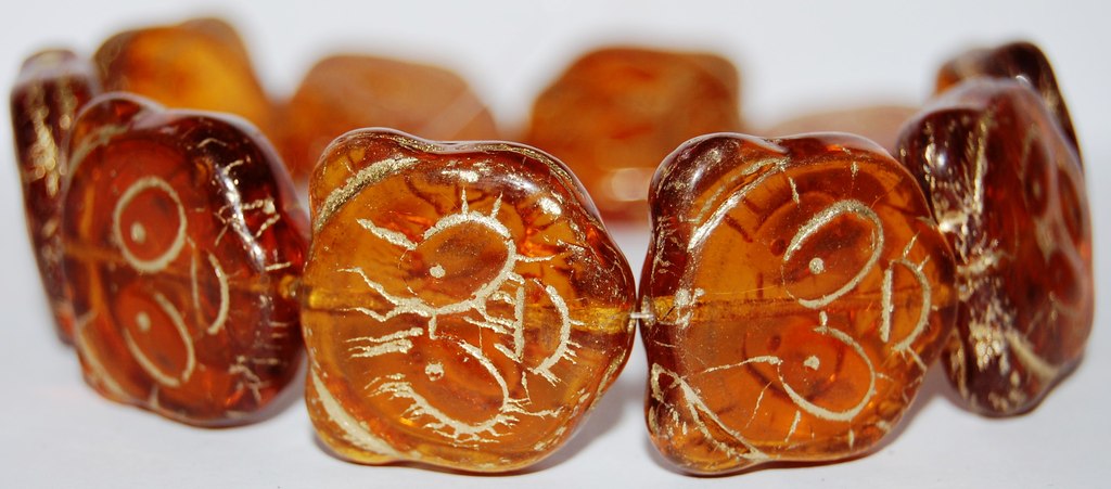 Big Bear Muzzle Czech Glass Beads, Transparent Orange 54202 (10060 54202), Glass, Czech Republic