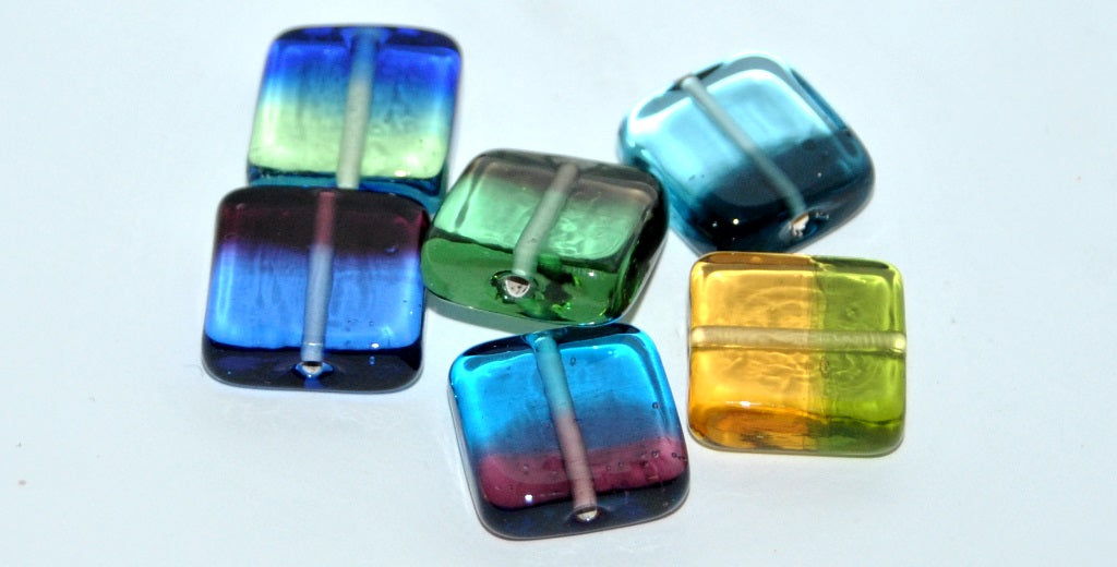 Czech Glass Hand Made Square Lampwork Beads, (H), Glass, Czech Republic