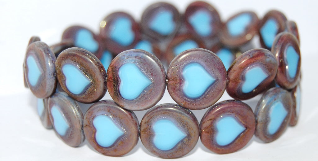 Table Cut Round Beads With Heart, 37713 Luster Red Full Coated (37713 14495), Glass, Czech Republic