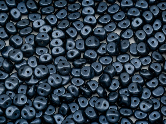 Es-o 2-hole round beads (like SuperDuo) Pastel Dark Blue Gray (25042), Glass, Czech Republic