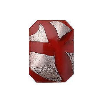 Octagon Cabochons Pointed Back Crystal Glass Stone, Red 4 With Silver (932025), Czech Republic