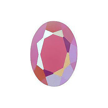 Oval Faceted Pointed Back (Doublets) Crystal Glass Stone, Pink 1 Opaque With Ab, Polished (71012-A-Abp), Czech Republic