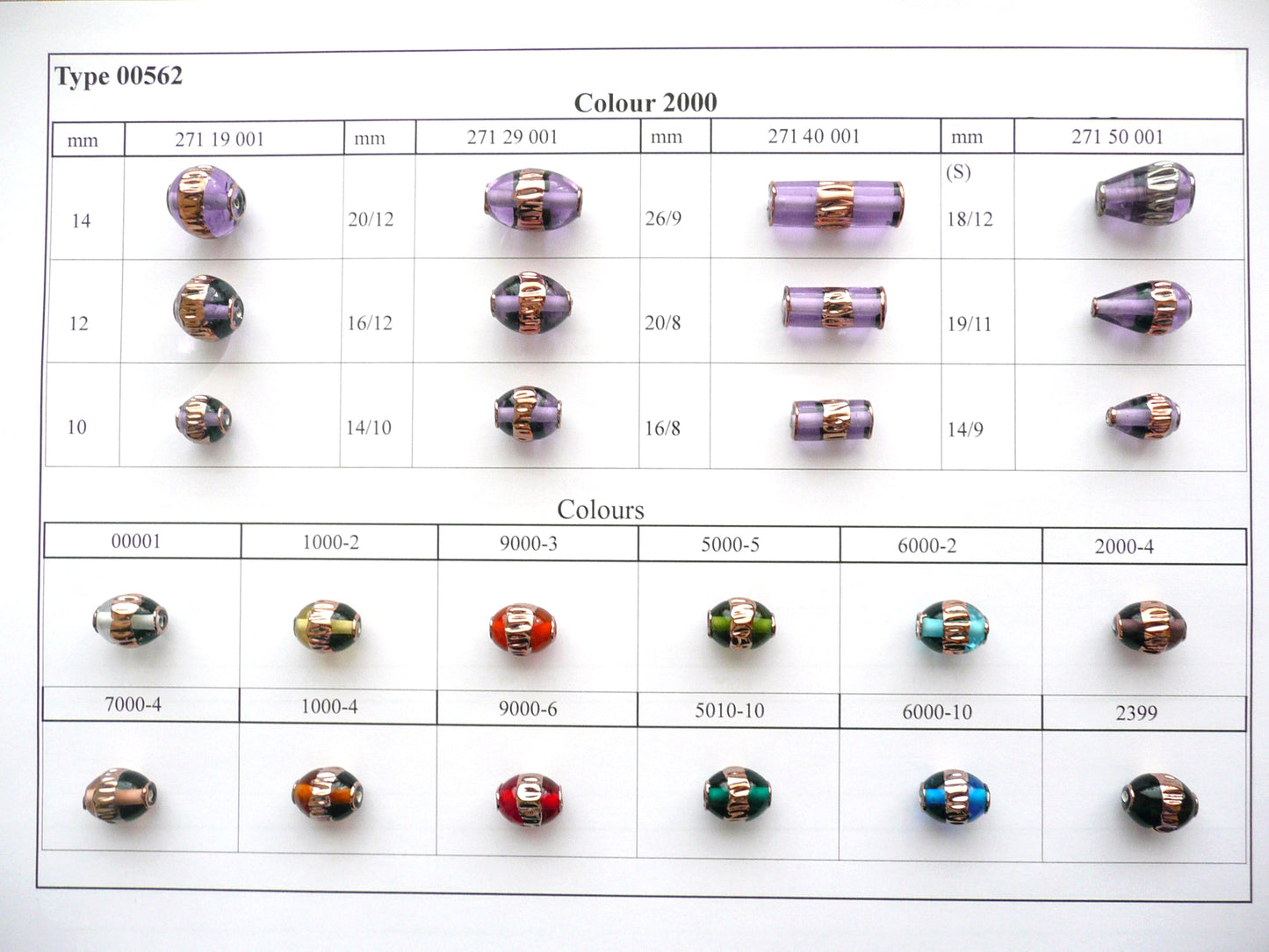 30 Stück Lampwork-Perlen 562 / Oval (271-29-001), handgefertigt, Preciosa-Glas, Tschechische Republik