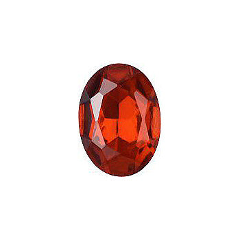 Oval Faceted Pointed Back (Doublets) Crystal Glass Stone, Red 3 Transparent With Chrome (90040-Chr), Czech Republic